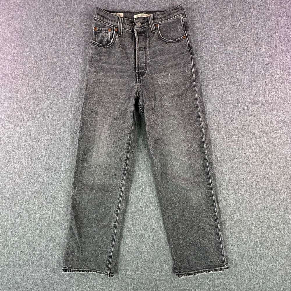 Levis Jeans Womens 23 Ribcage Straight Ankle Gray High Rise Button Fly EXCELLENT